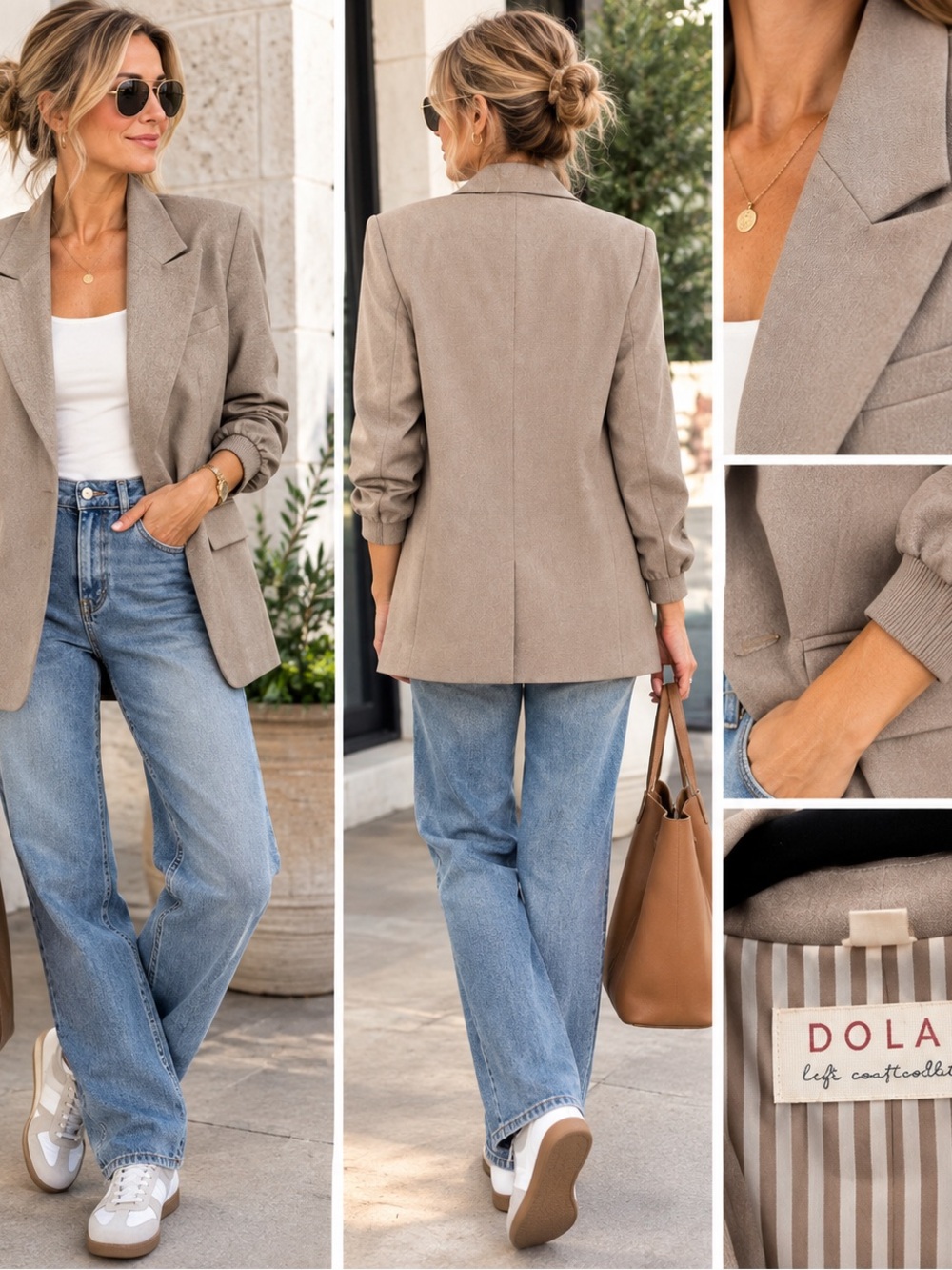 dolan Neutral Taupe Relaxed Blazer Jacket